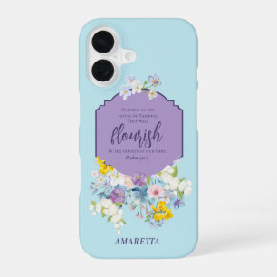 Watercolor Spring Flowers Bible Verse Personalised iPhone 16 Case