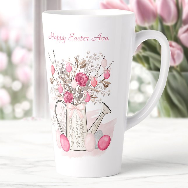 Watercolor Spring flowers Easter Personalised Latte Mug (Watercolor Spring flowers Easter Personalized Latte Mug)