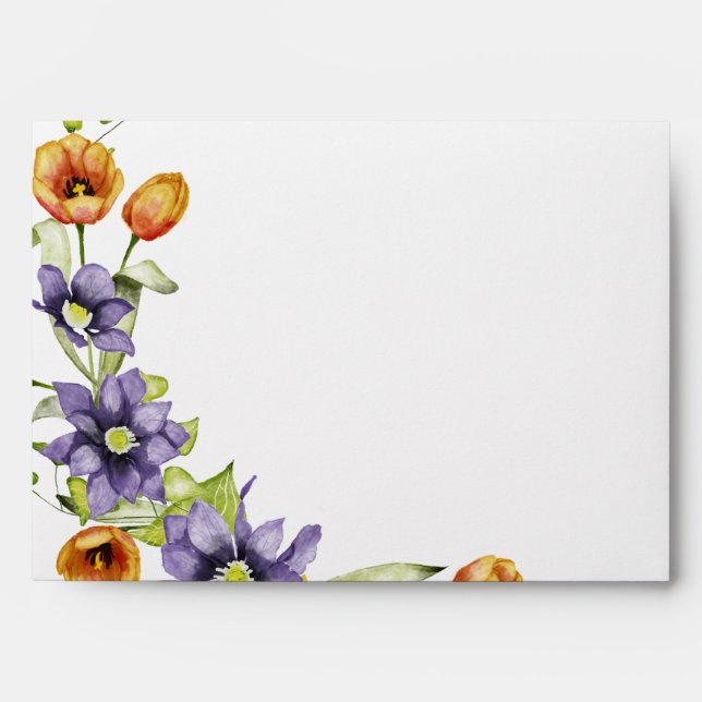 Watercolor Spring flowers for 5x7 card Envelope (Front)
