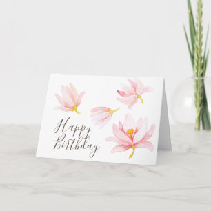 Watercolor Spring Flowers. Happy Birthday Card
