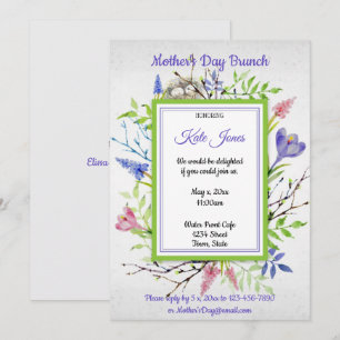 Watercolor, Spring Flowers, Mother's Day Brunch Invitation