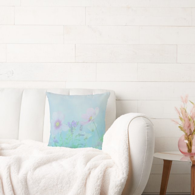 Watercolor Spring Flowers | Pastel Floral Cushion (Couch)