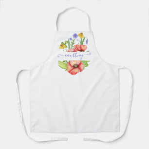 Watercolor spring flowers personalised apron