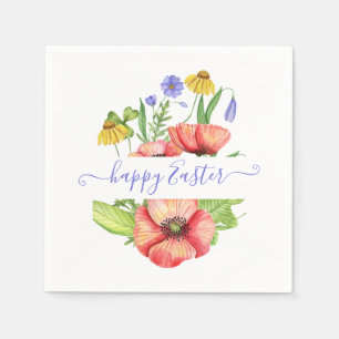 Watercolor spring flowers personalised  napkin