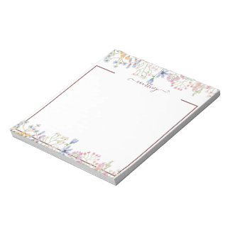 Watercolor spring flowers personalised notepad