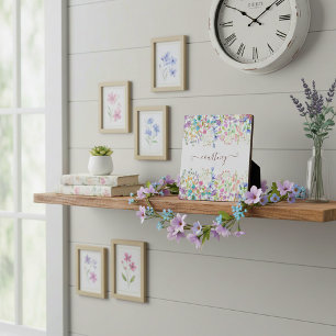 Watercolor spring flowers personalised   plaque