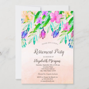 Watercolor Spring Flowers Retirement  Invitation