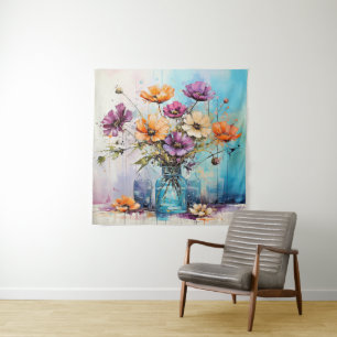 Watercolor Spring Flowers Tapestry