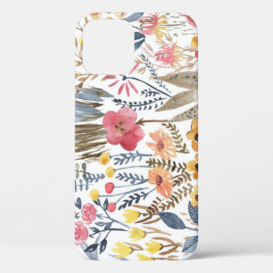 Watercolor spring flowers, vibrant seamless patter iPhone 12 case