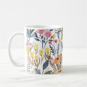 Watercolor spring flowers, vibrant seamless patter coffee mug