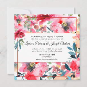 Watercolor Spring Flowers Wedding Announcement