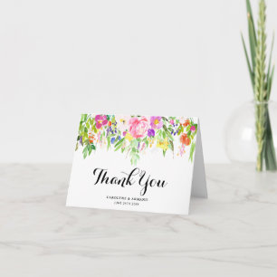 Watercolor Spring Flowers Wedding Thank You Card