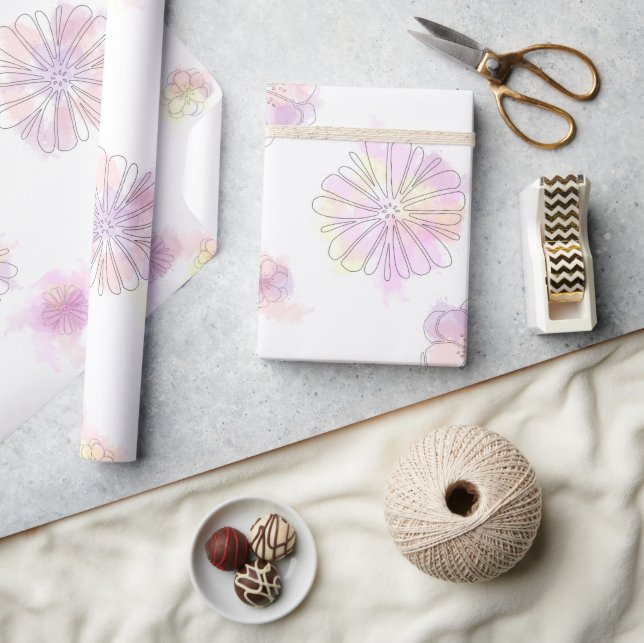 Watercolor Spring Flowers Wrapping Paper – Elegant (Crafts)