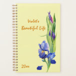 Watercolor Spring Flowers - Yellow Personalised Planner<br><div class="desc">This feminine personalised planner features watercolor spring flowers (iris and crocus) and a colour palette of pastel yellow and earthy orange. The template is set up ready for you to customise the front cover with the year, your name and title (currently Violet's Beautiful Life). The back cover has a floral...</div>