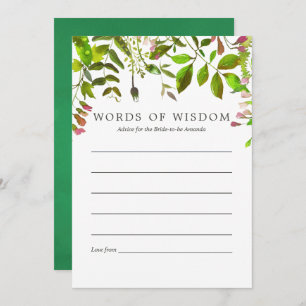 Watercolor Spring Foliage Bridal Shower Advice Invitation