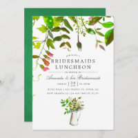 Watercolor Spring Foliage Bridesmaids Luncheon