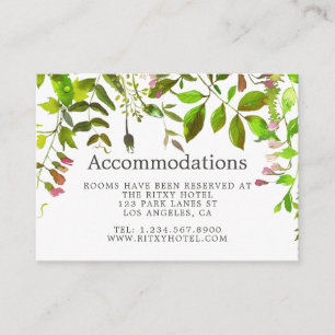 Watercolor Spring Foliage Wedding Accommodations Enclosure Card