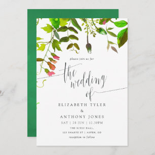 Watercolor Spring Foliage Wedding Invitation