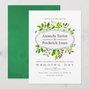 Watercolor Spring Foliage Wedding Invitation