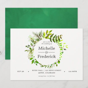 Watercolor Spring Foliage Wedding Invitation