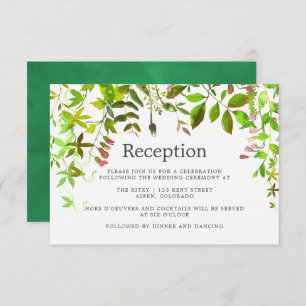 Watercolor Spring Foliage Wedding Reception Invitation