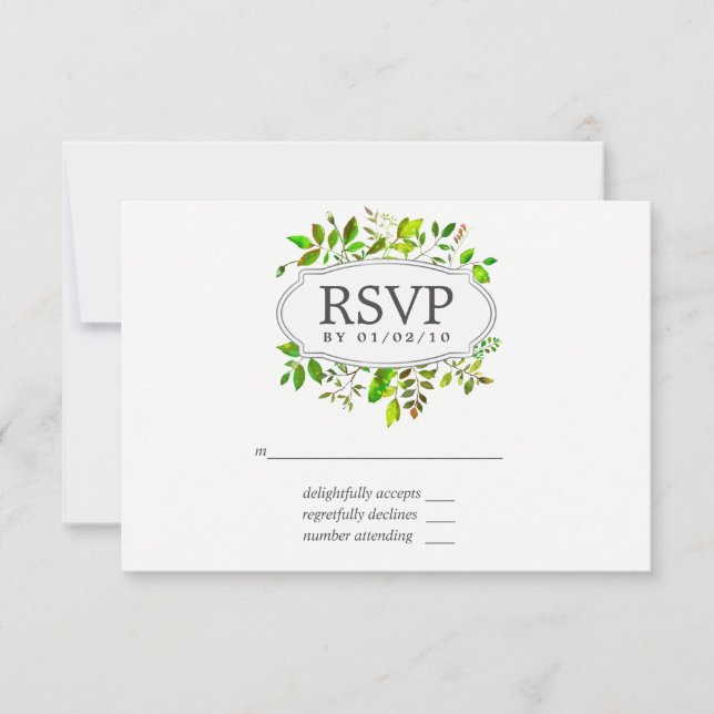 Watercolor Spring Foliage Wedding RSVP (Front)