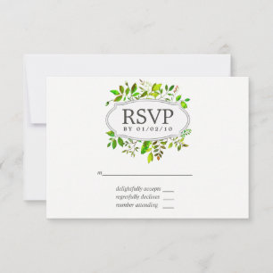 Watercolor Spring Foliage Wedding RSVP