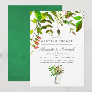 Watercolor Spring Foliage Wedding Shower Invite