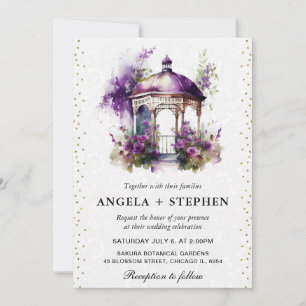 Watercolor Spring Garden Gazebo Wedding Invitation