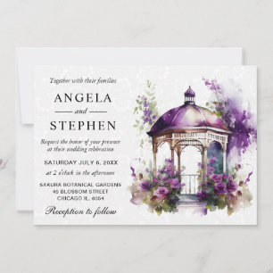 Watercolor Spring Garden Gazebo Wedding Invitation