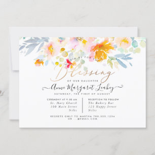 Watercolor Spring Garden Roses Blessing Invitation