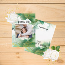 Watercolor Spring Green Thank You Cards