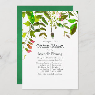 Watercolor Spring Greenery Virtual Shower Invitation