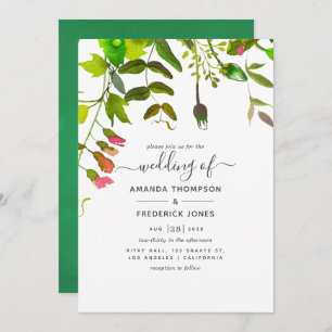 Watercolor Spring Greenery Wedding Invitation