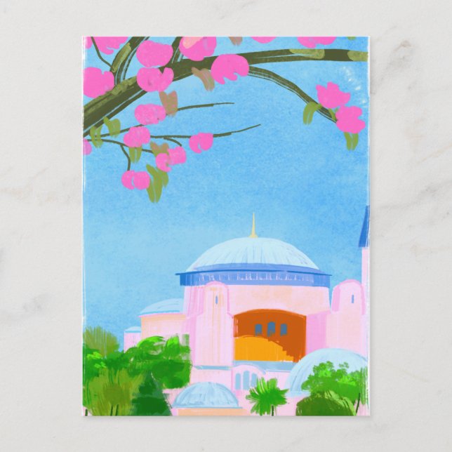 Watercolor spring in Istanbul  Postcard (Front)