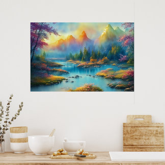 Watercolor Spring Landscape Poster