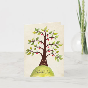 Watercolor Spring Monogram Tree Thank You Card