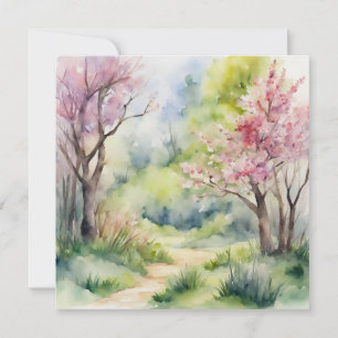 Watercolor Spring Nature Scene Invitation
