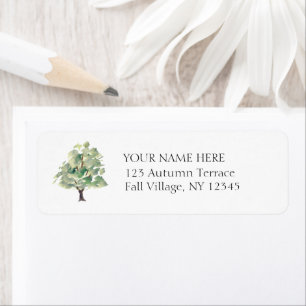 Watercolor Spring Tree Hand Drawn Vintage Address