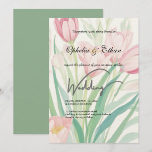 Watercolor Spring Tulips, Wedding Invitation