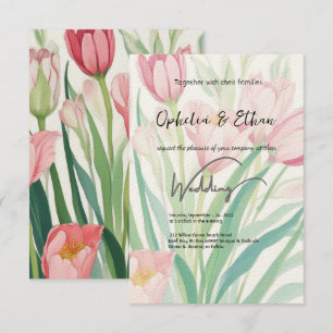 Watercolor Spring Tulips, Wedding Invitation