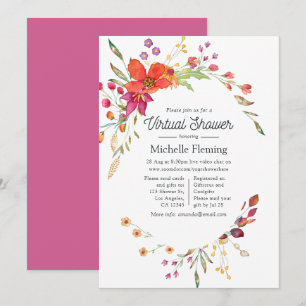 Watercolor Spring Wild Flower Virtual Baby Shower Invitation