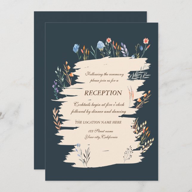 Watercolor Spring Wildflower Meadow Reception   Invitation (Front/Back)