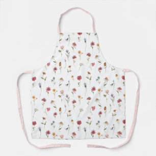 Watercolor Spring Wildflower Pattern Apron