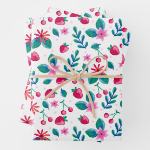 Watercolor Spring Wildflower Pattern Wrapping Paper Sheet