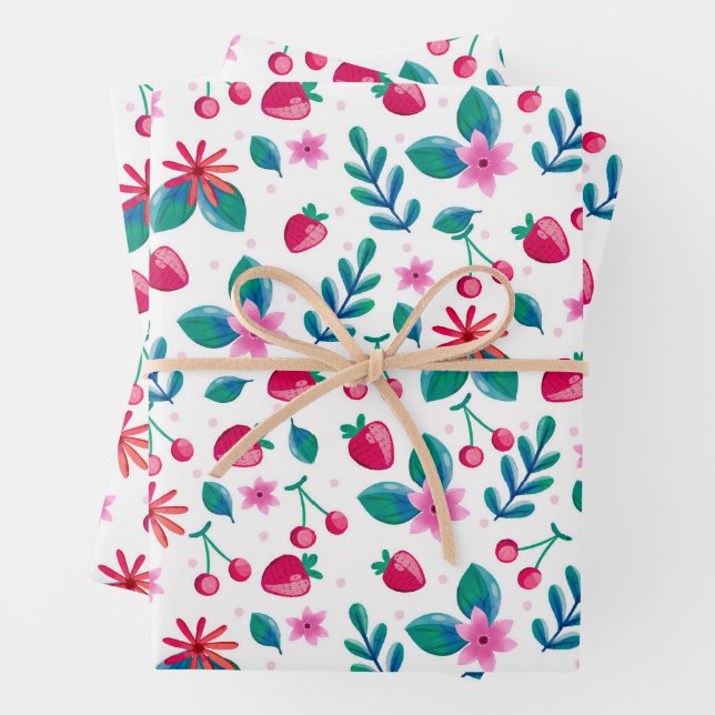 Watercolor Spring Wildflower Pattern  Wrapping Paper Sheet (In situ)