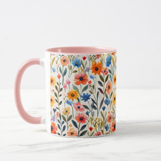 Watercolor Spring Wildflowers Background-99033 Mug (Left)
