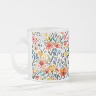 Watercolor Spring Wildflowers Background-99034 Frosted Glass Coffee Mug