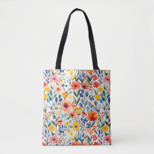Watercolor Spring Wildflowers Background-99034 Tote Bag