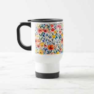 Watercolor Spring Wildflowers Background-99034 Travel Mug